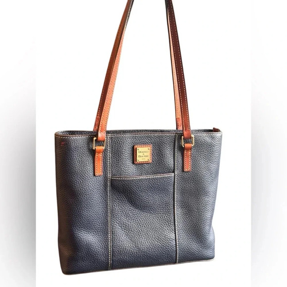 Dooney & Bourke Pebble Grain Leather Small Lexington Bag in Black and Brown - Picture 13 of 17